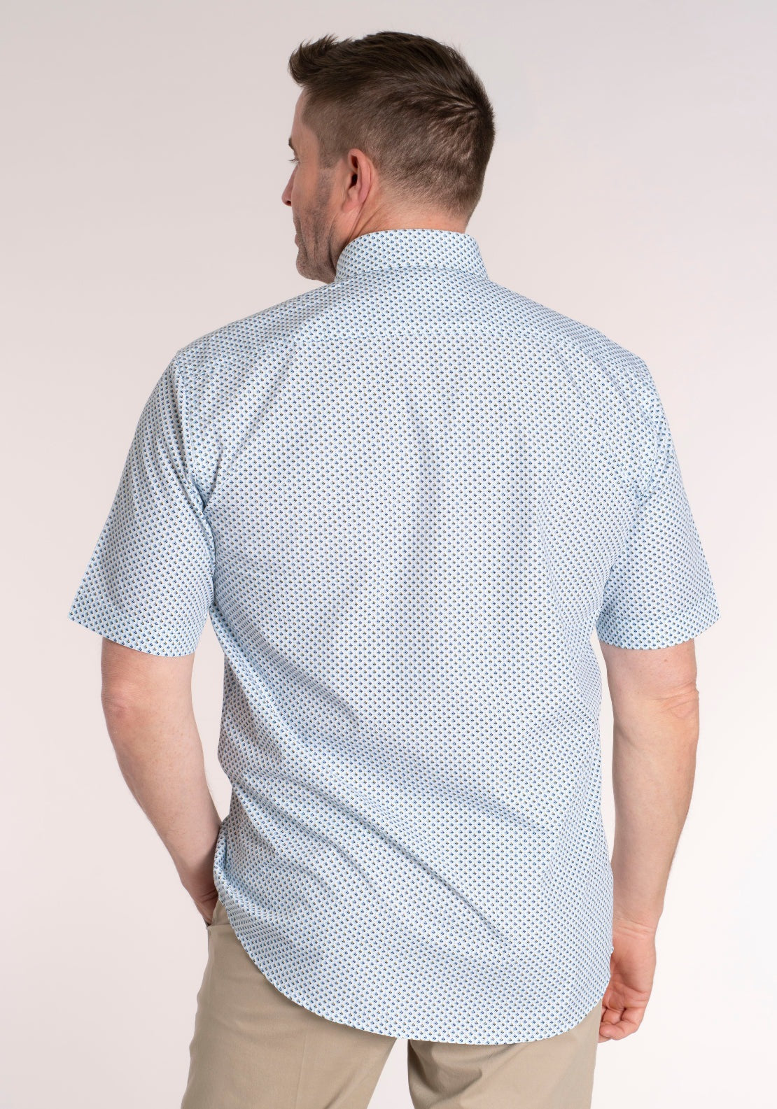 Yeats 100% Cotton Short Sleeve Print Shirt - Blue Diamond 2 Shaws Department Stores