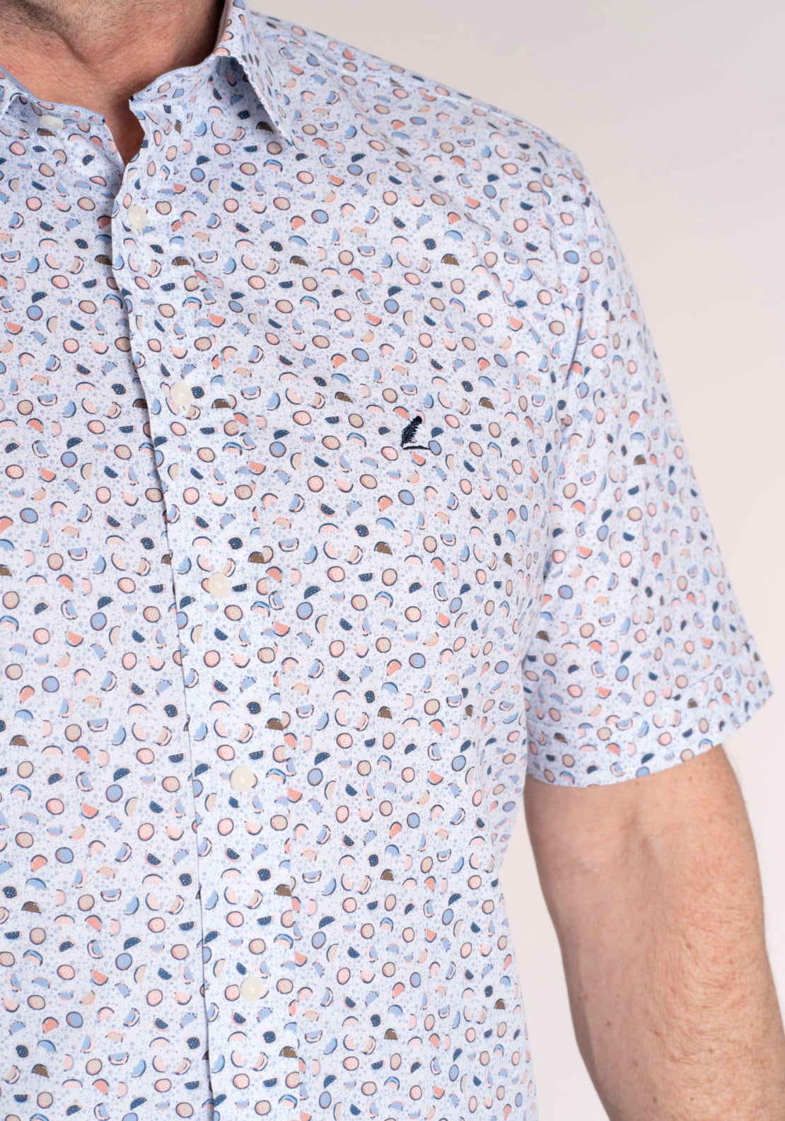 Yeats 100% Cotton Short Sleeve Print Shirt - Pink Melon 4 Shaws Department Stores