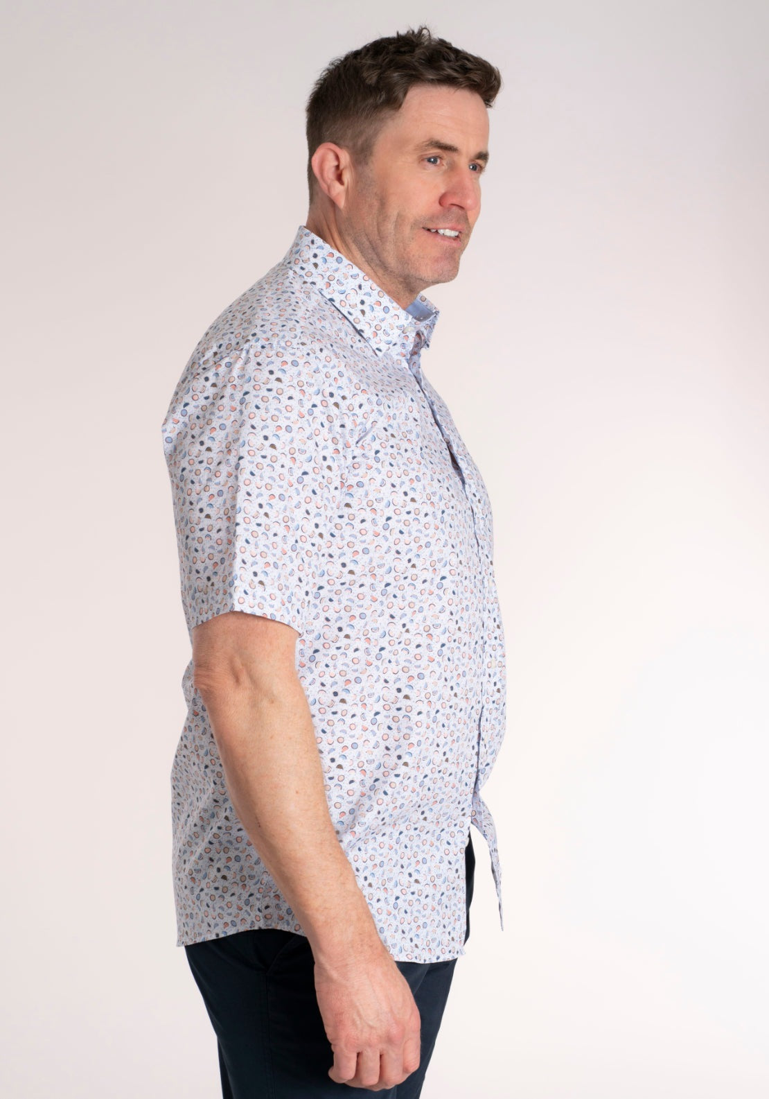 Yeats 100% Cotton Short Sleeve Print Shirt - Pink Melon 3 Shaws Department Stores