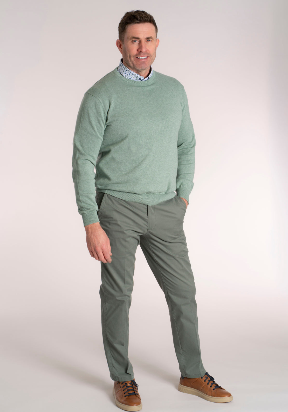 Gurteen Cotton Blend Lonford Chino - Green 7 Shaws Department Stores
