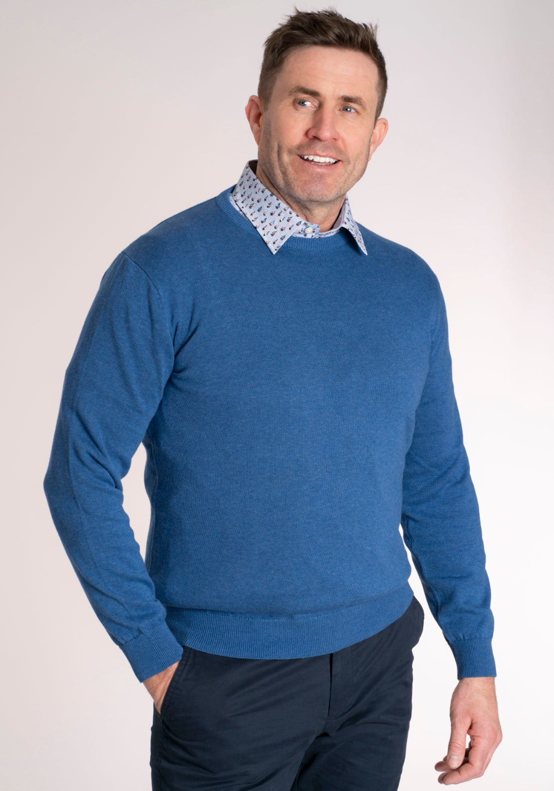 Yeats 100% Cotton Crew Neck Knitwear - Breathable Fabric 1 Shaws Department Stores