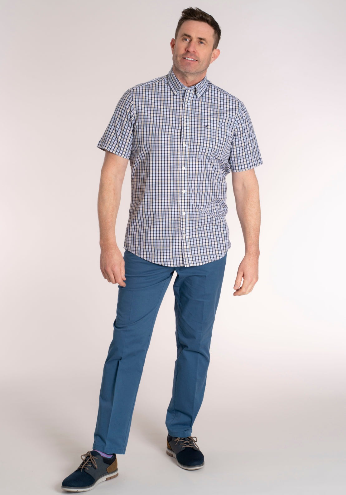 Yeats 100% Cotton Short Sleeve Check Shirt - Purple 5 Shaws Department Stores