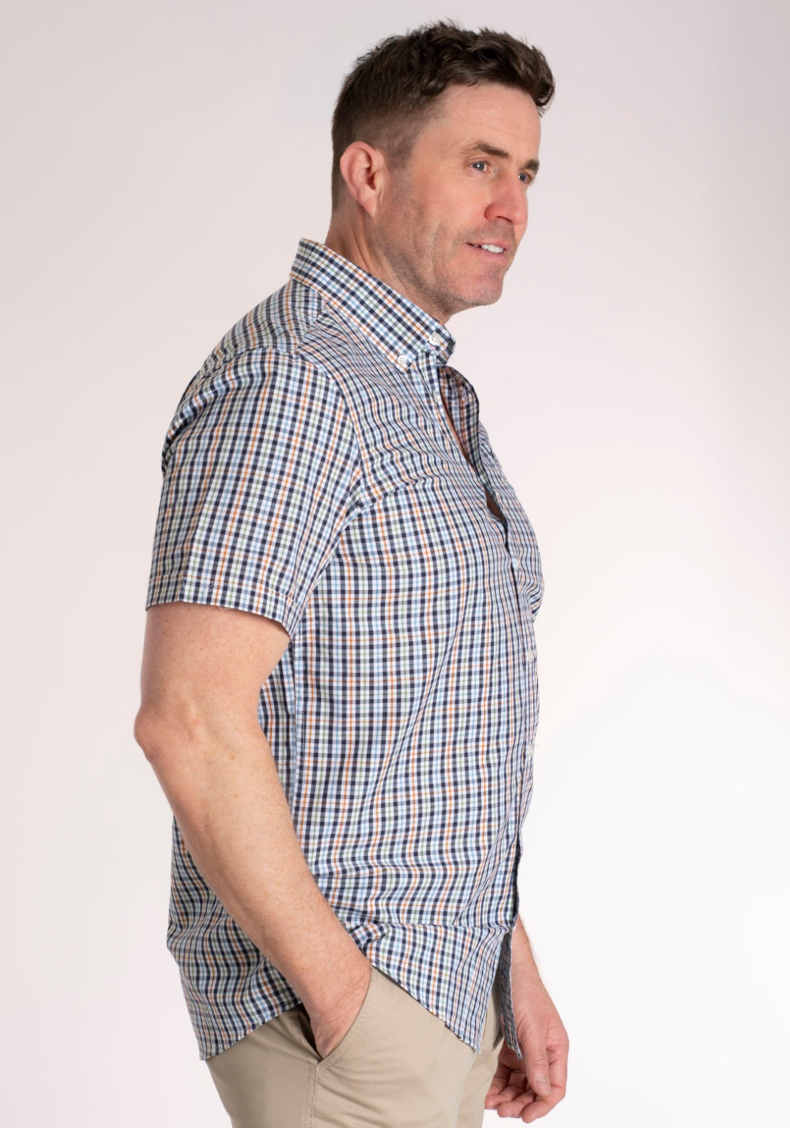 Yeats 100% Cotton Short Sleeve Check Shirt - Green 4 Shaws Department Stores