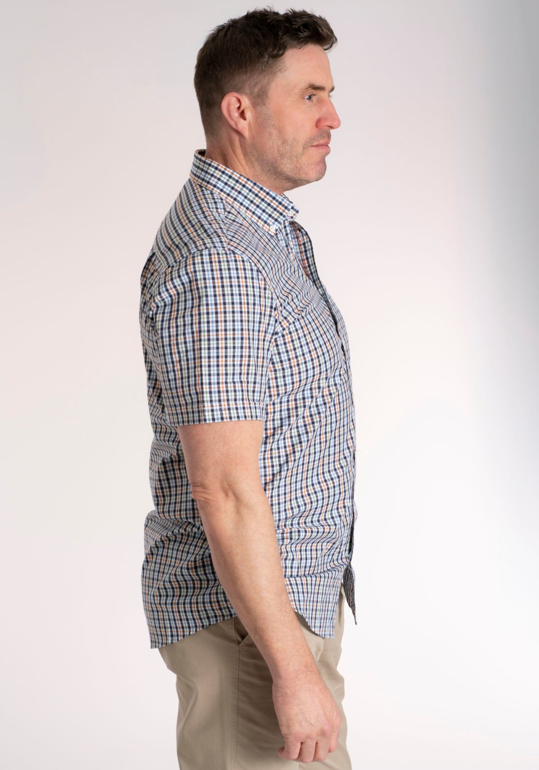 Yeats 100% Cotton Short Sleeve Check Shirt - Green 3 Shaws Department Stores