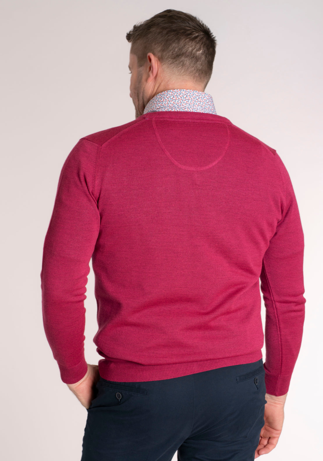 Yeats Fine Merino Wool Blend V-Neck Knitwear - Pink 2 Shaws Department Stores