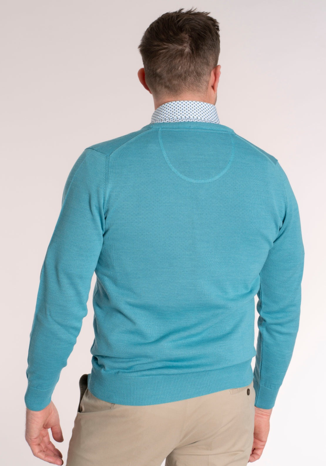 Yeats Fine Merino Wool Blend V-Neck Knitwear - Ocean 2 Shaws Department Stores