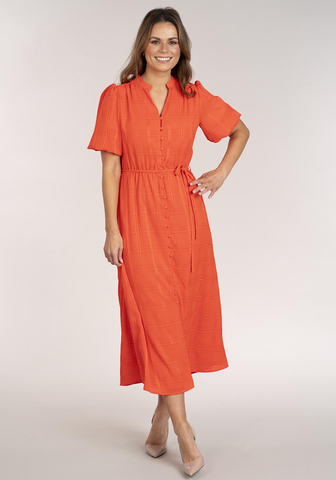 Naoise Short Sleeve Dress - Orange 2 Shaws Department Stores