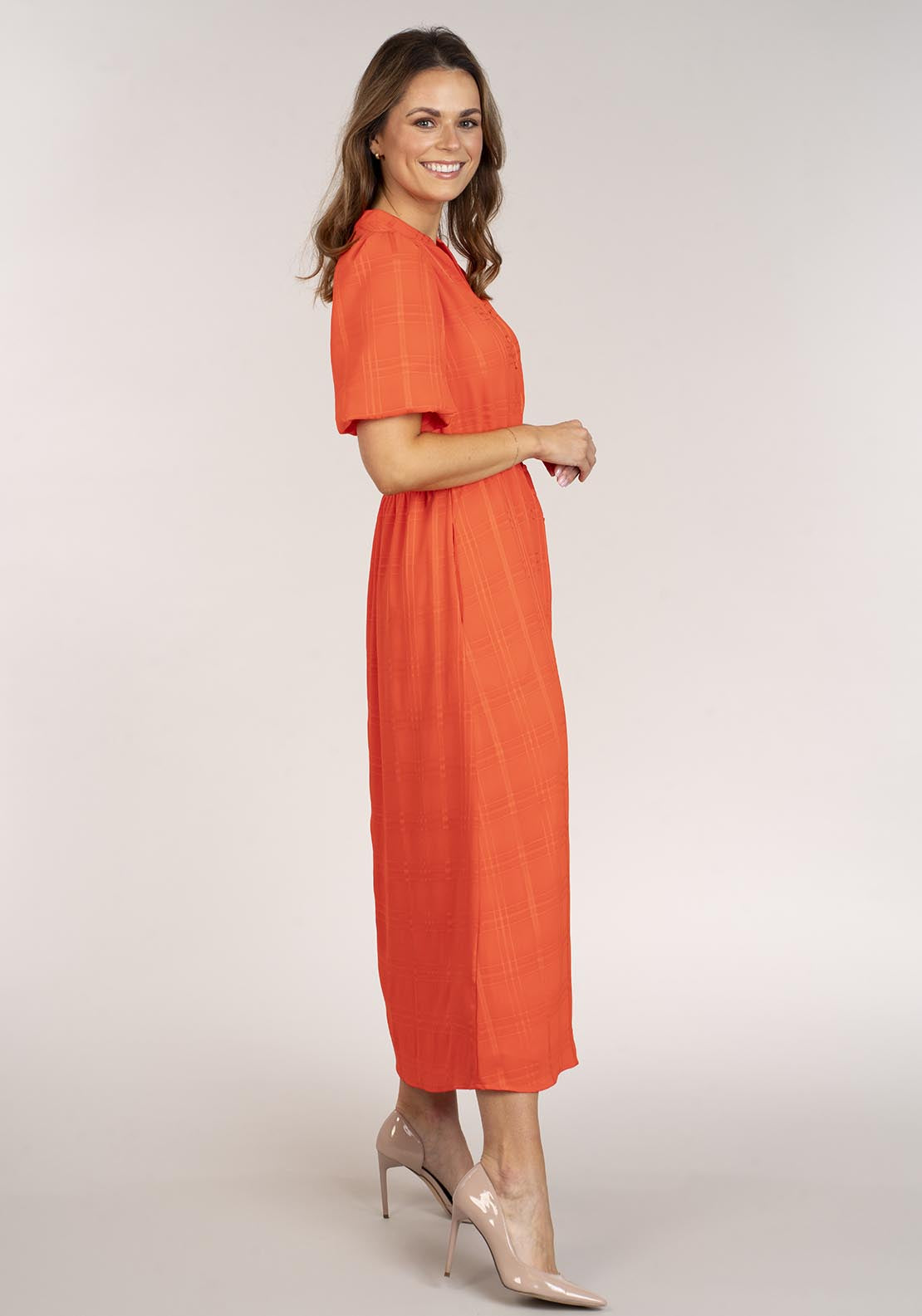 Naoise Short Sleeve Dress - Orange 7 Shaws Department Stores