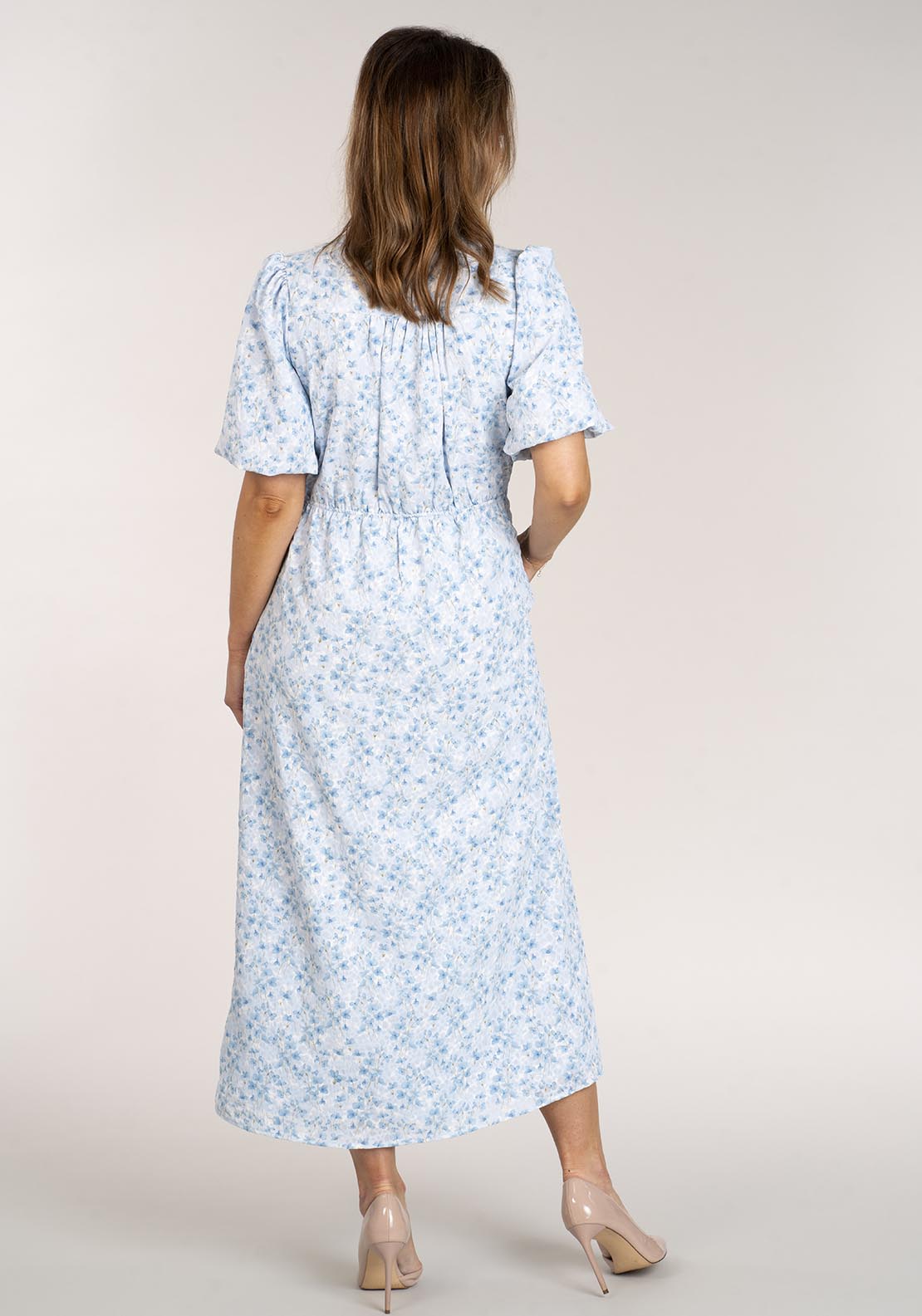 Naoise Printed Dress With Buttons - Blue 5 Shaws Department Stores