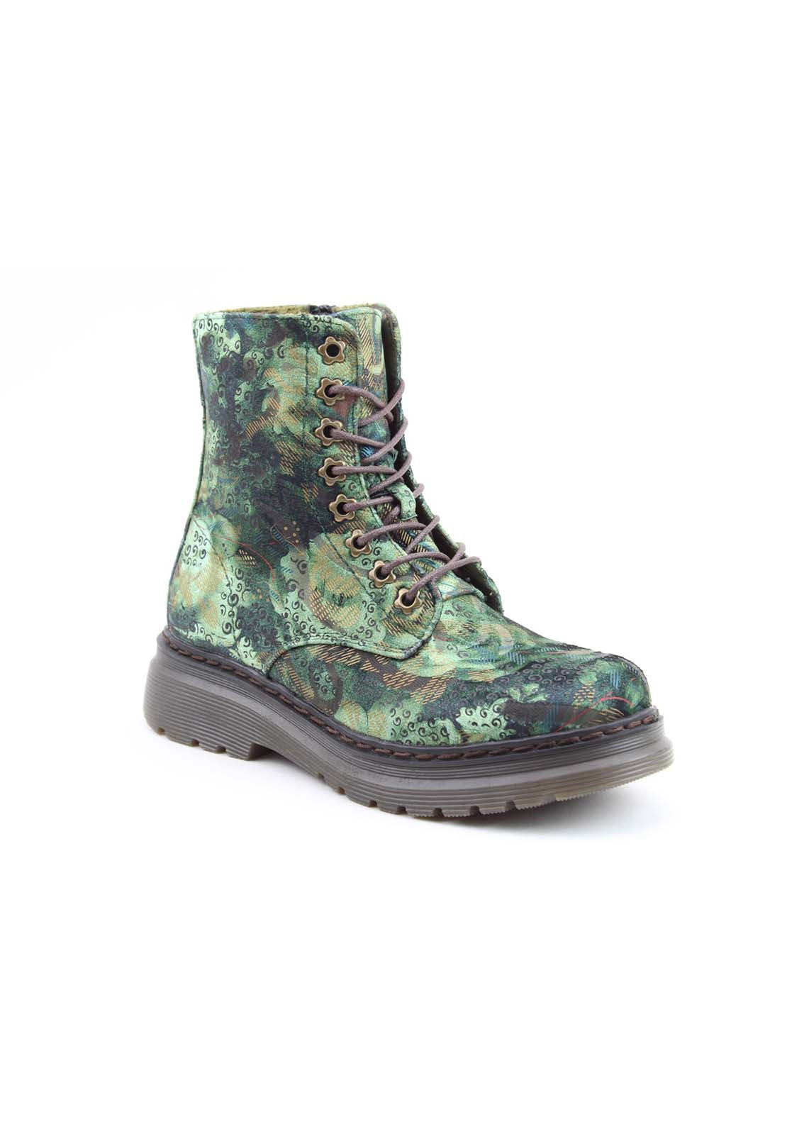 Eva Jungle Printed Boot Forest Velour – Shaws - Main Image
