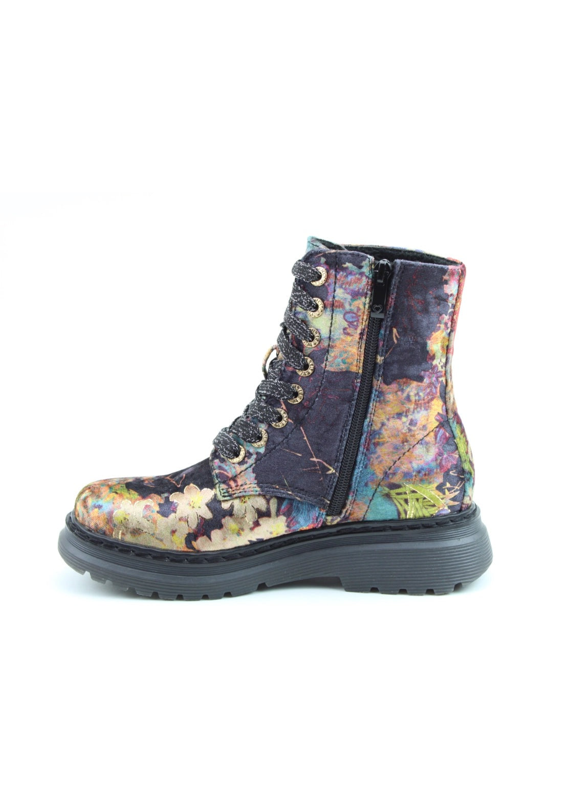 Heavenly Feet Lotte Print Laced Boot - Black 2 Shaws Department Stores