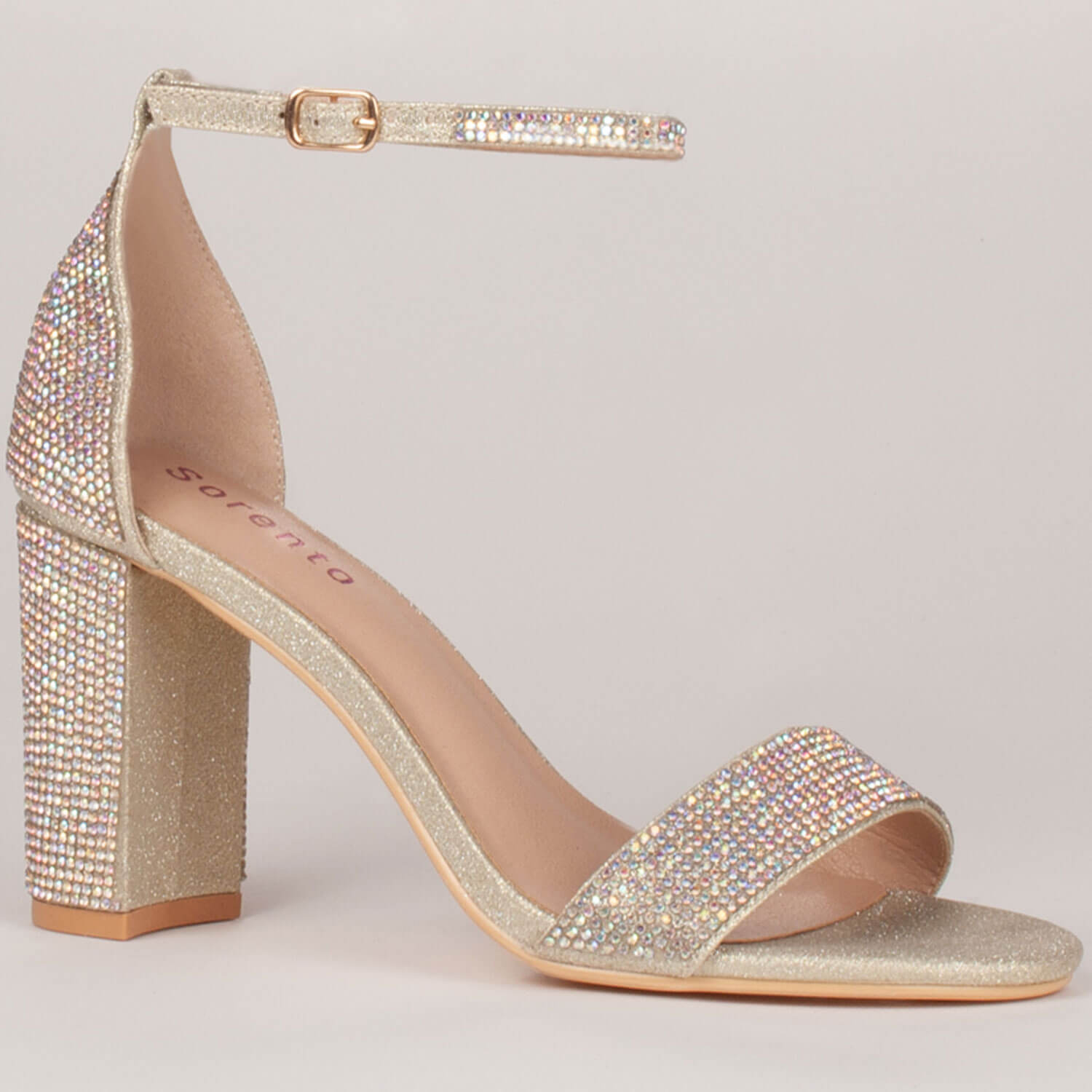 Sorento Charlton Block Heeled Sandal - Gold 1 Shaws Department Stores