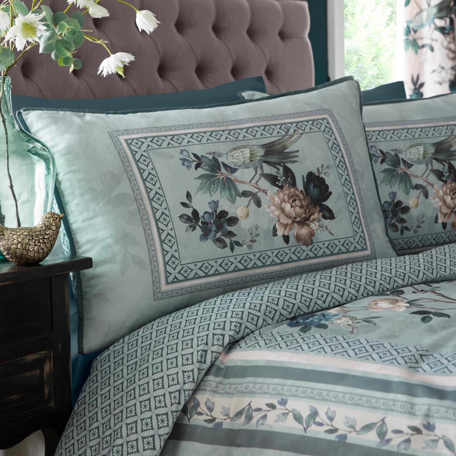 Heather & Ferne Chatsworth Teal Duvet Cover Set 4 Shaws Department Stores