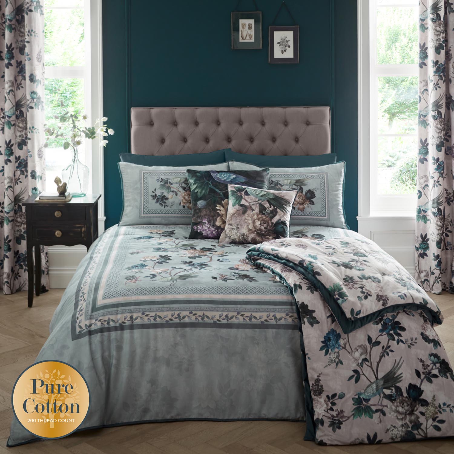 Heather & Ferne Chatsworth Teal Duvet Cover Set 5 Shaws Department Stores