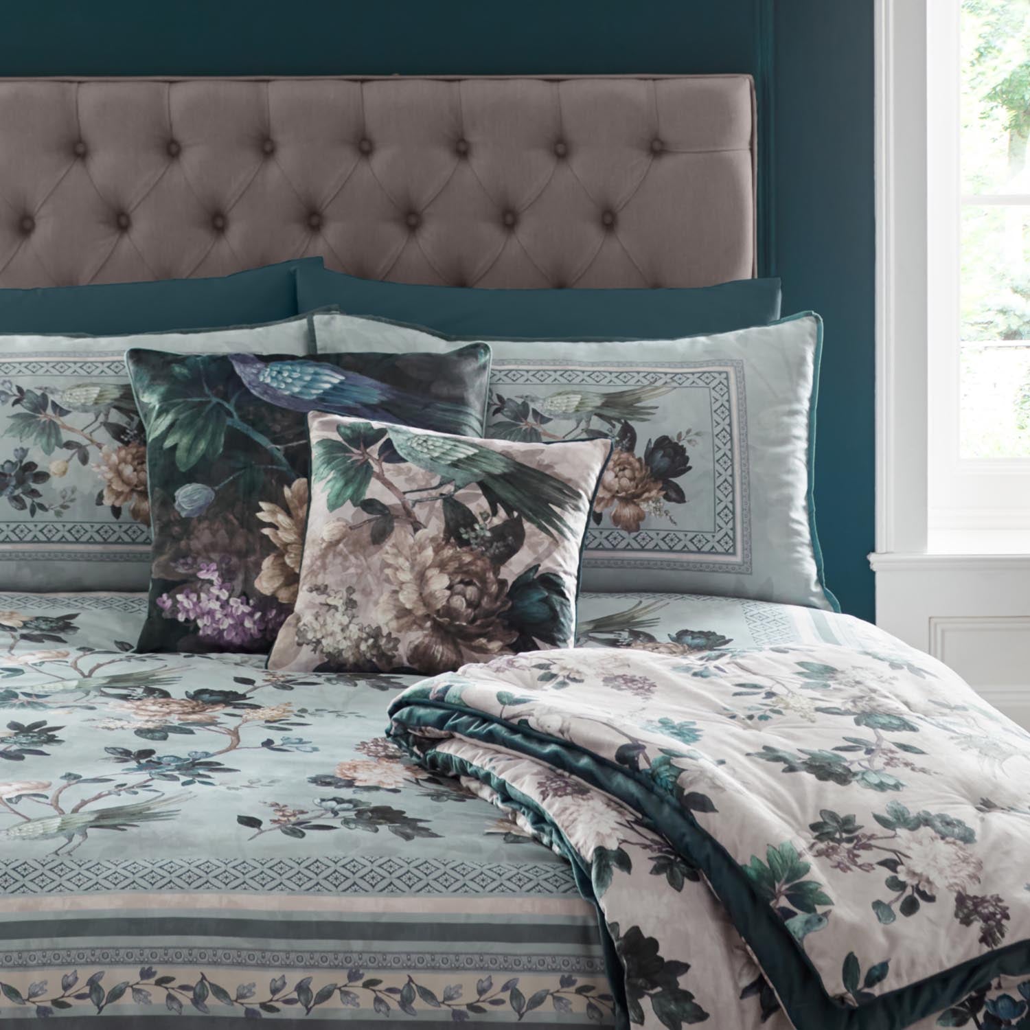 Heather & Ferne Chatsworth Teal Bedspread 1 Shaws Department Stores