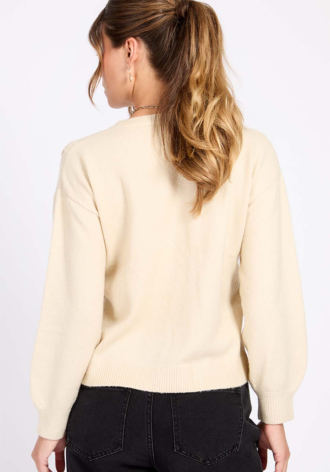 Little Mistress Cream Knitted Jumper - Cream 4 Shaws Department Stores