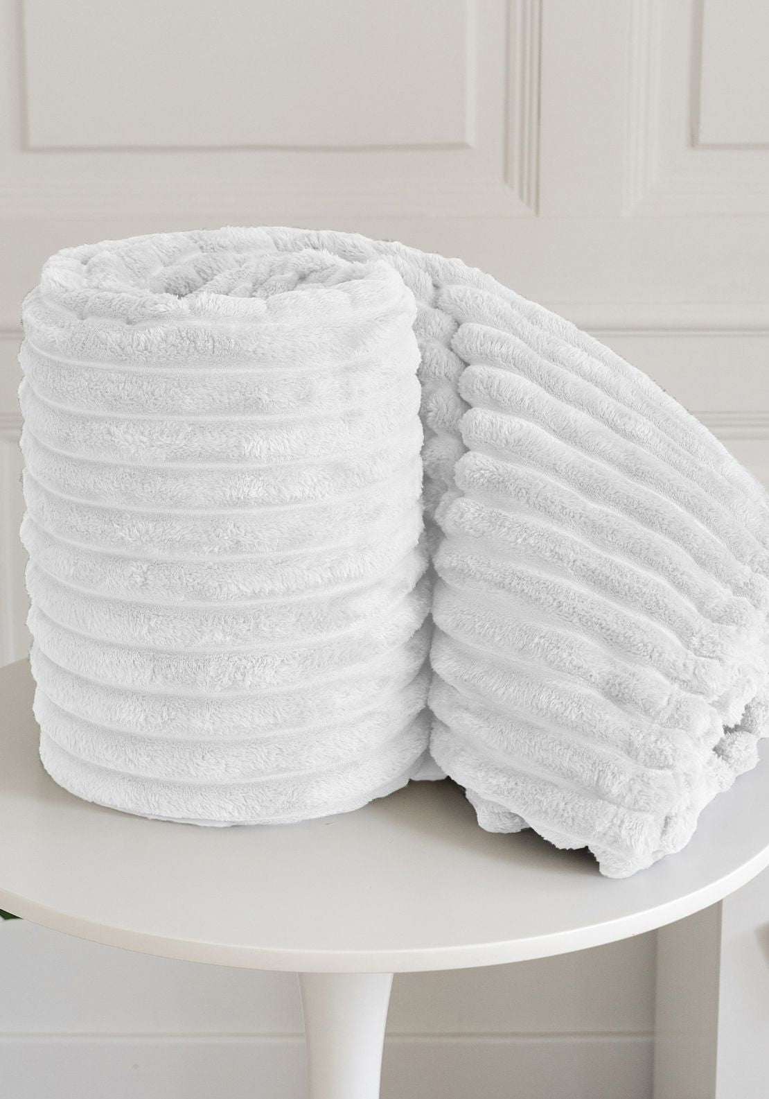 The Home Collection Ribbed Throw 220 x 240 cm - White 2 Shaws Department Stores