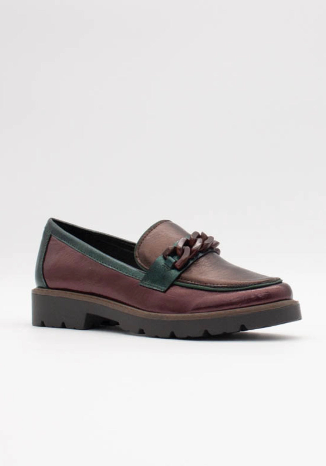 Daqia Heeled Loafer Chain - Port Mix