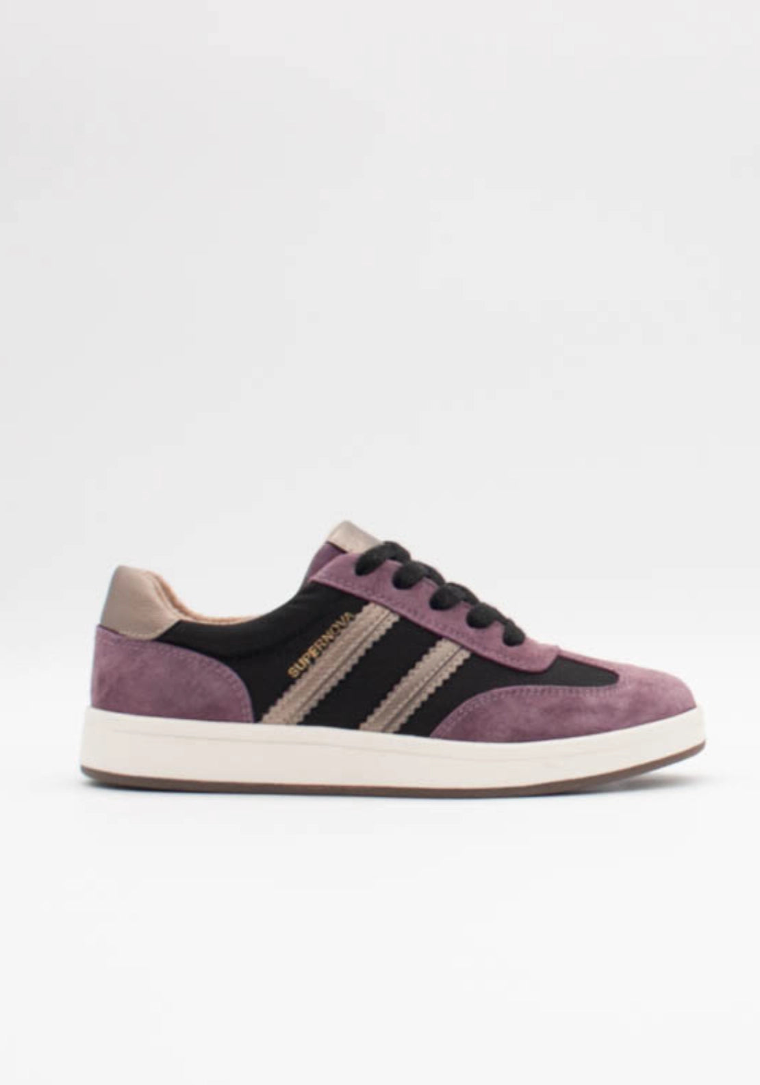 Forty One Low Side Stripe Trainer - Plum Line