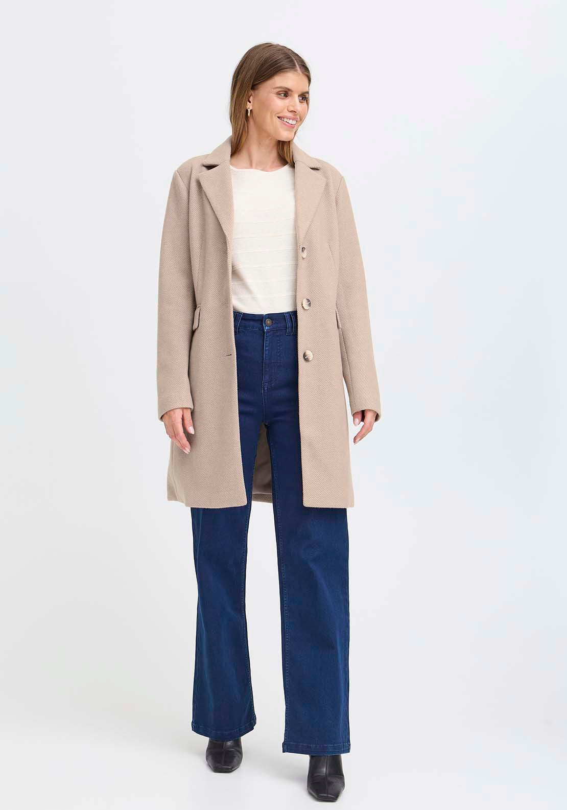 Fransa Jacket - Desert Taupe Melange 5 Shaws Department Stores