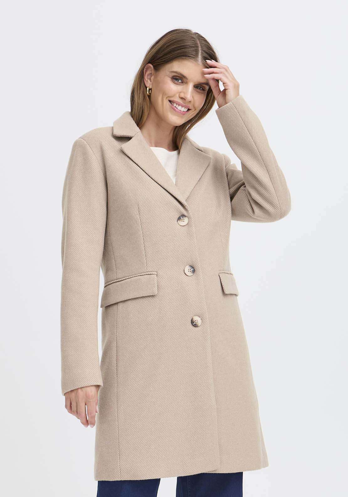 Fransa Jacket - Desert Taupe Melange 1 Shaws Department Stores