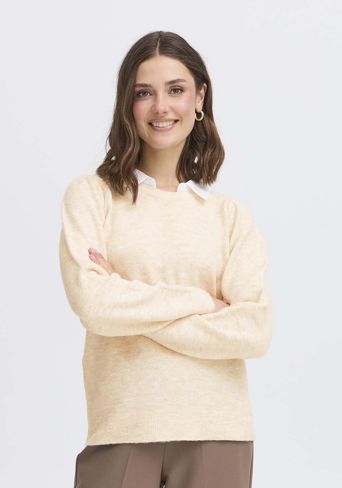 Fransa Knit Pullover - Green 1 Shaws Department Stores