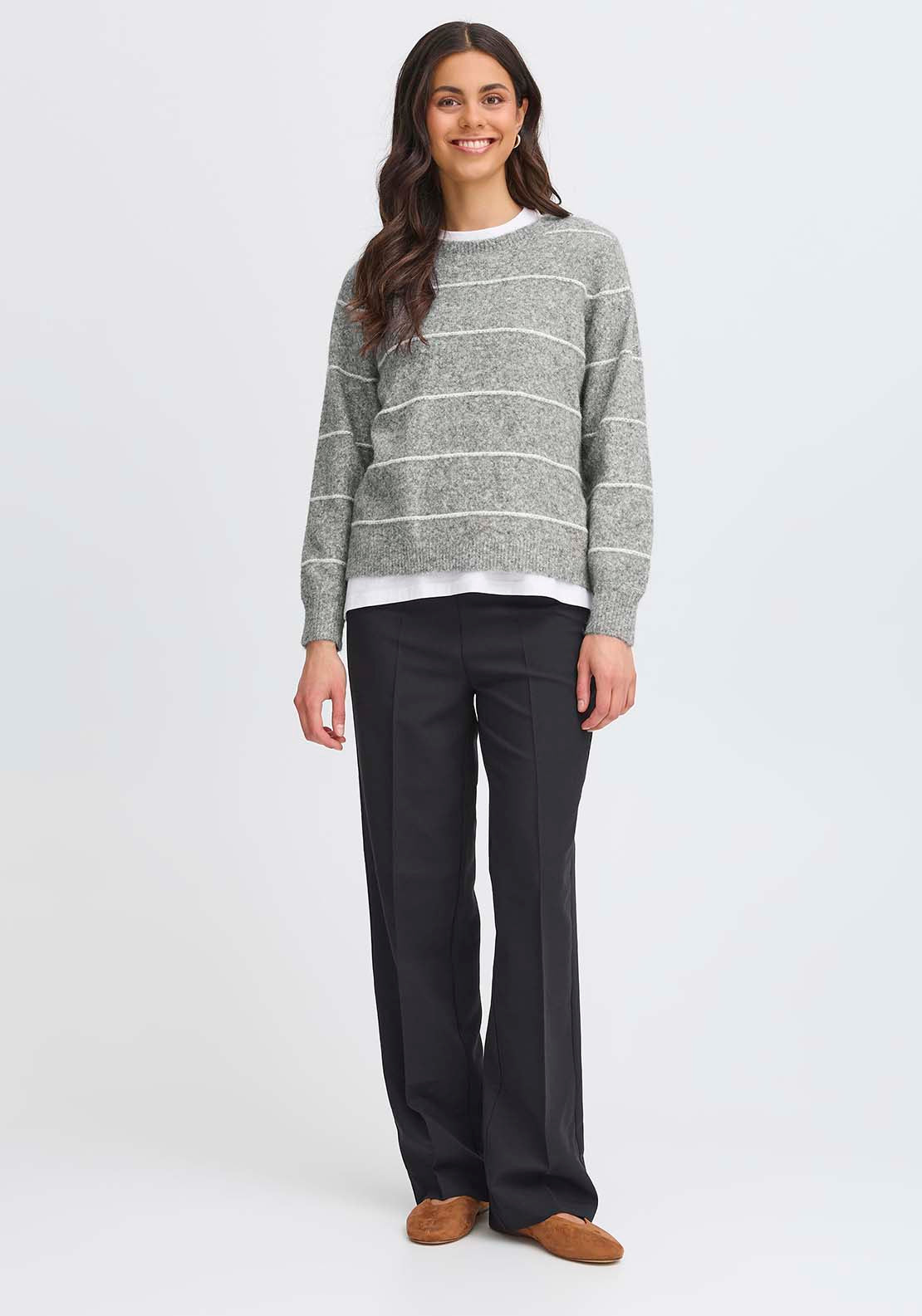 Fransa Knit Pullover - Feather Gray Mix 5 Shaws Department Stores