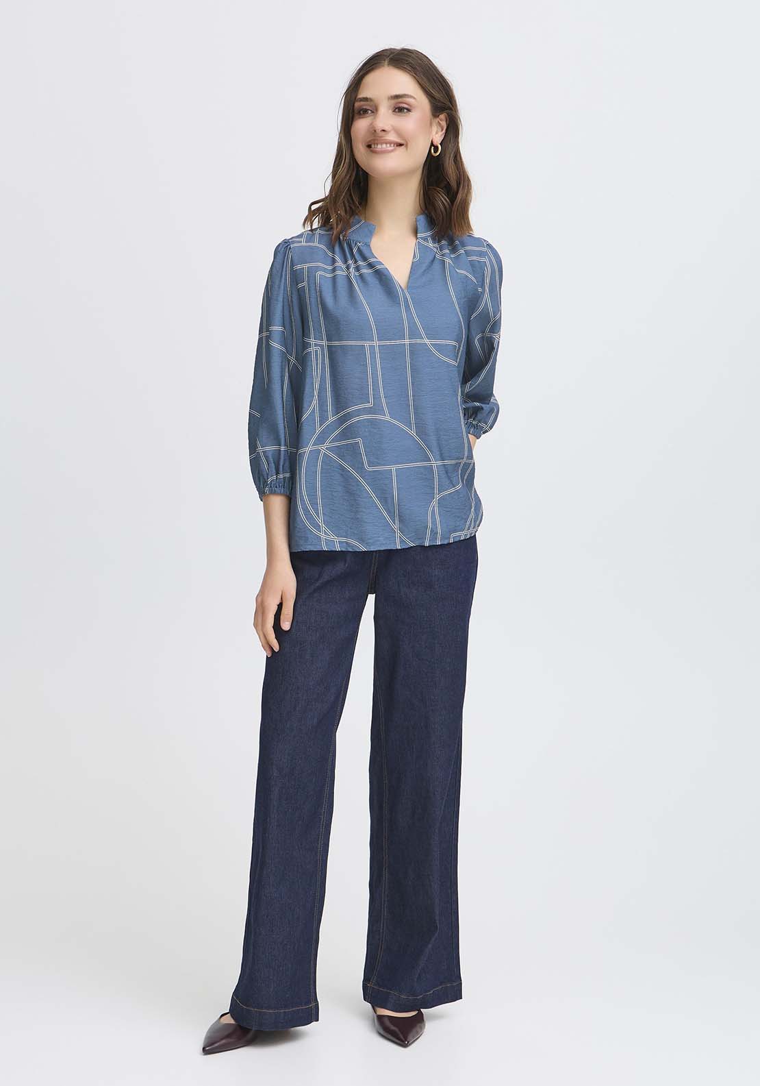 Fransa Long Sleeve Blouse - Bering Sea Art 5 Shaws Department Stores