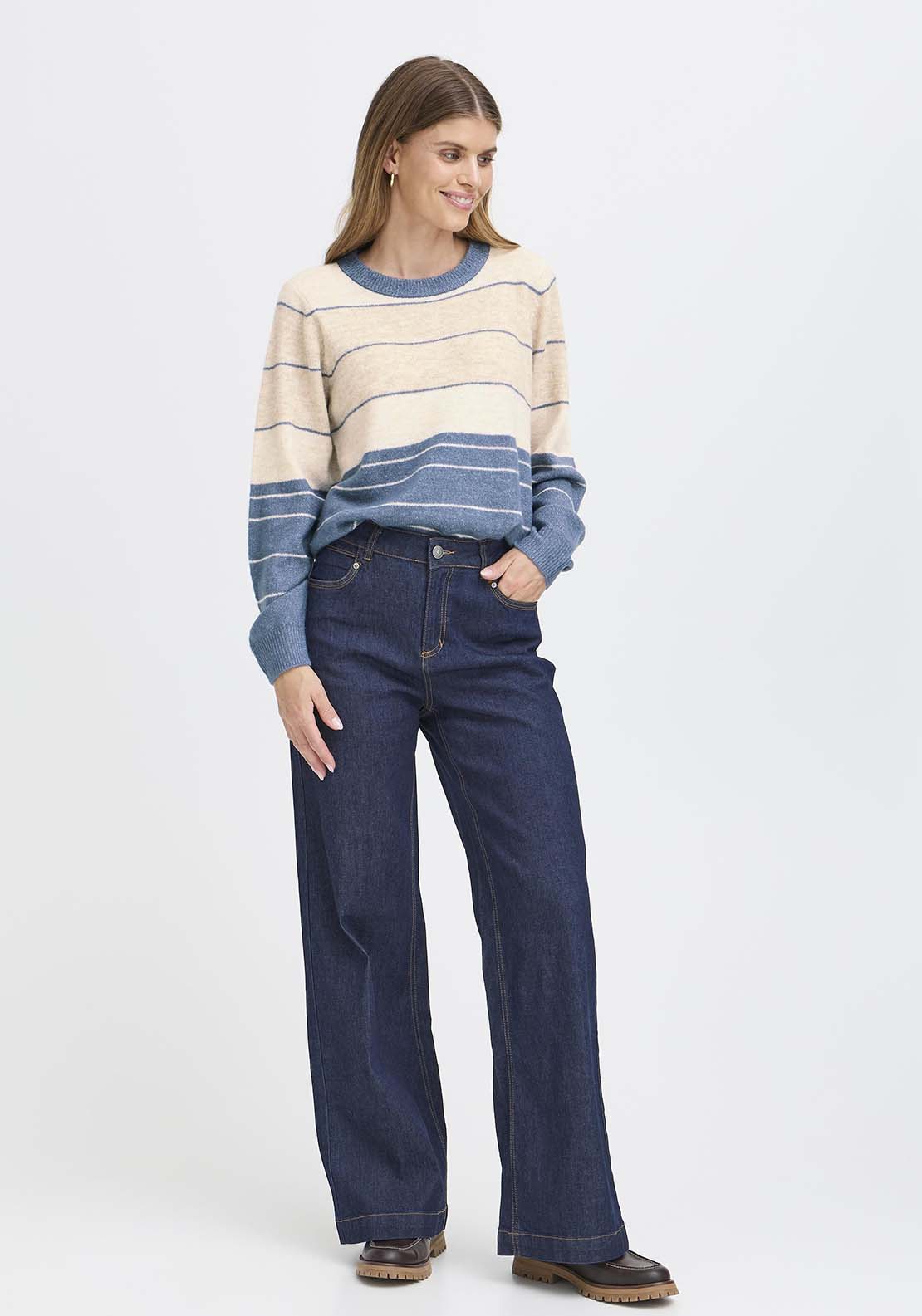 Fransa Knit Pullover - Blue 3 Shaws Department Stores
