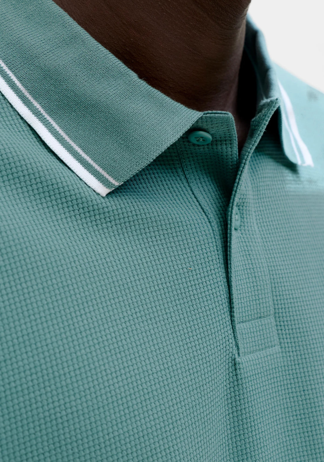 Jack & Jones Stripe Trim Logo Polo - Blue 4 Shaws Department Stores