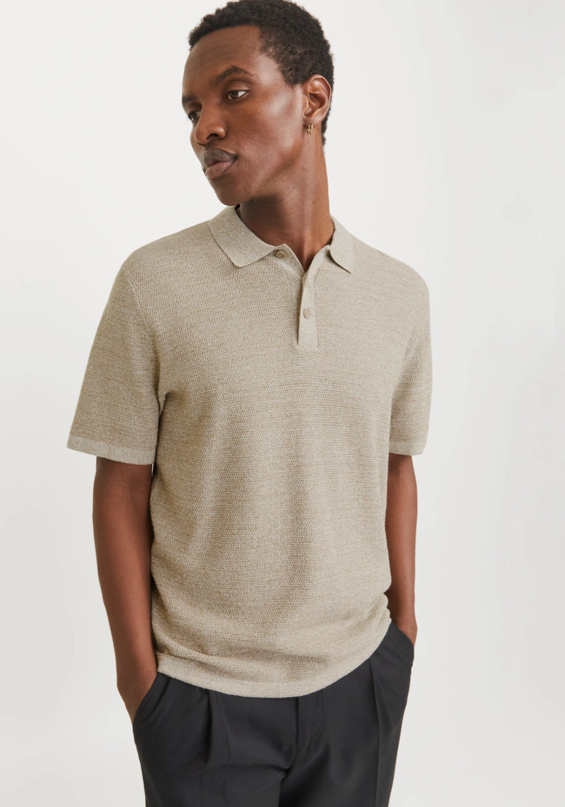 Jack & Jones Plain Knitted Polo - Coriander 3 Shaws Department Stores