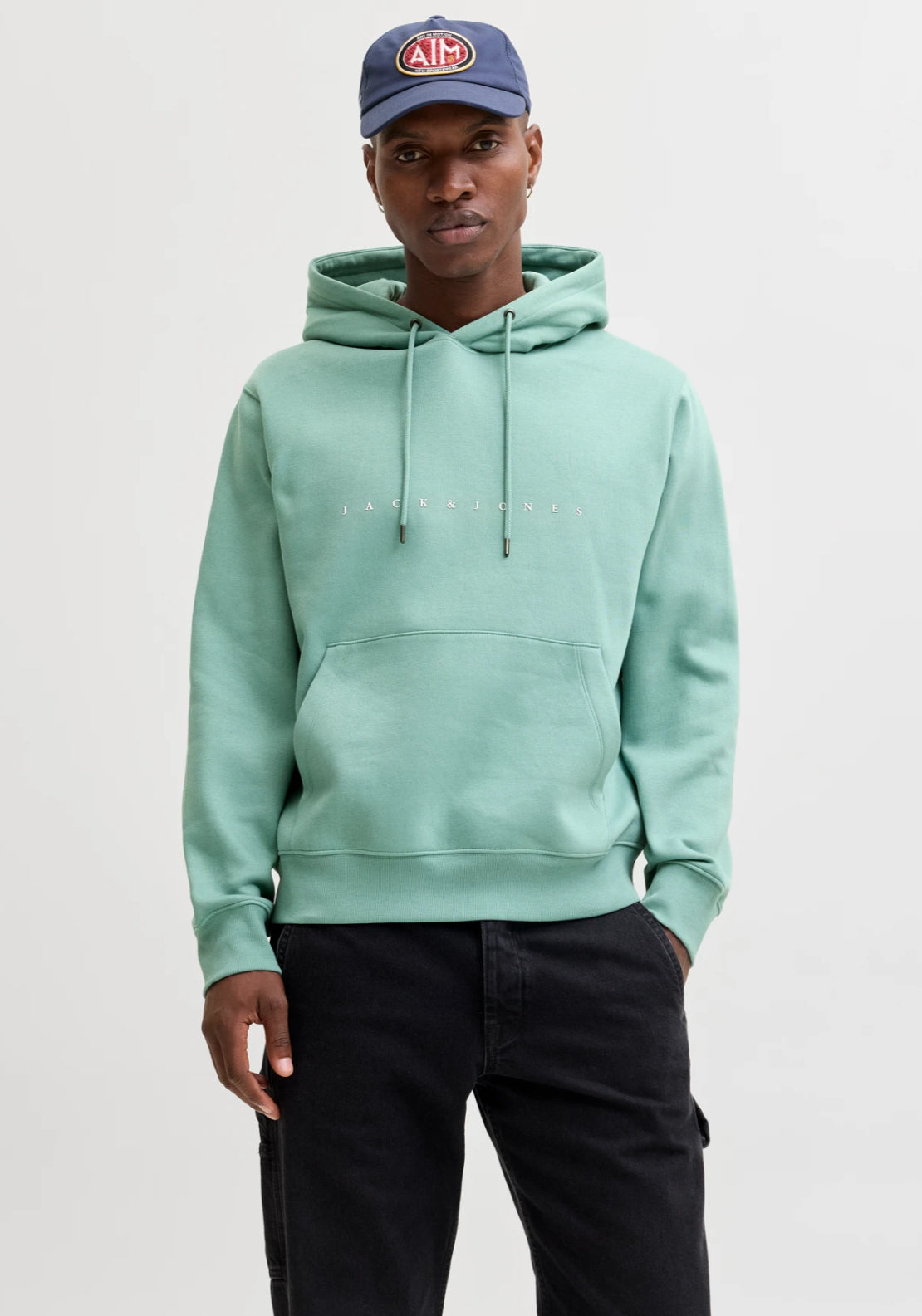 Jack & Jones Logo Sweatshirt Hoodie - Blue 1 Shaws Department Stores