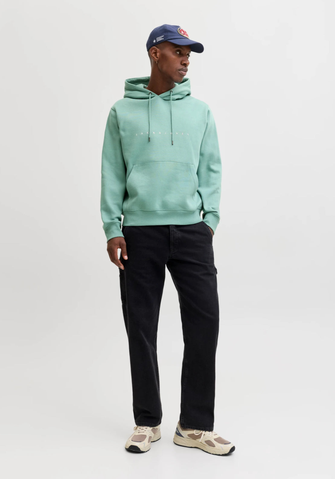 Jack & Jones Logo Sweatshirt Hoodie - Blue 6 Shaws Department Stores