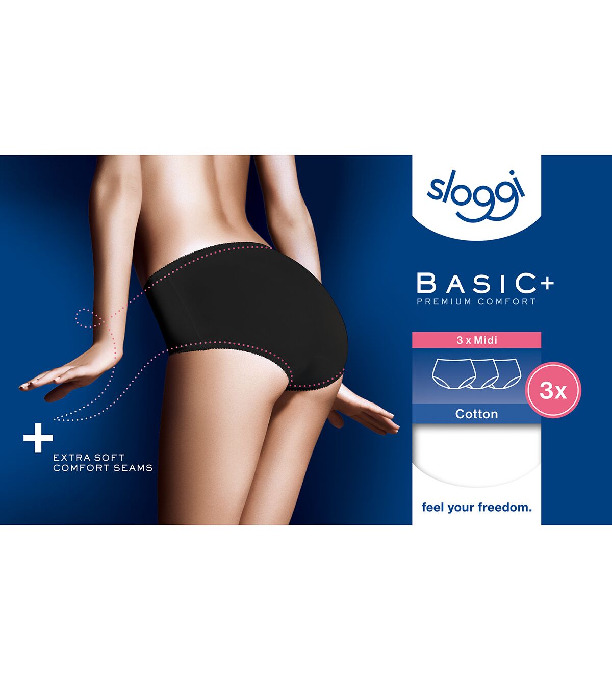 Sloggi Basic+ Midi 3 Pack - Black 7 Shaws Department Stores