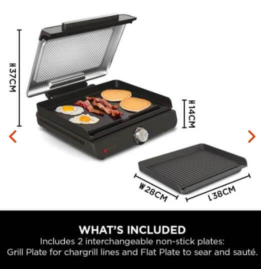 Ninja Sizzle Indoor Grill & Flat Plate | GR101UK 8 Shaws Department Stores