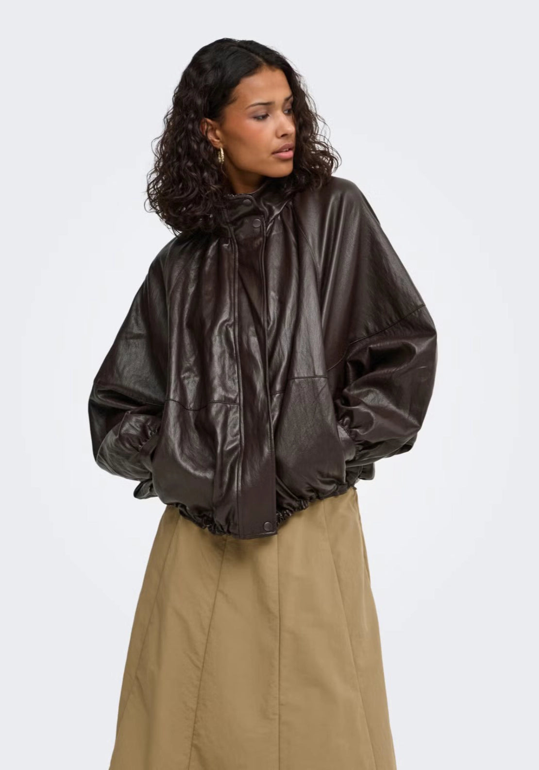 Edith Faux Leather Jacket - Brown