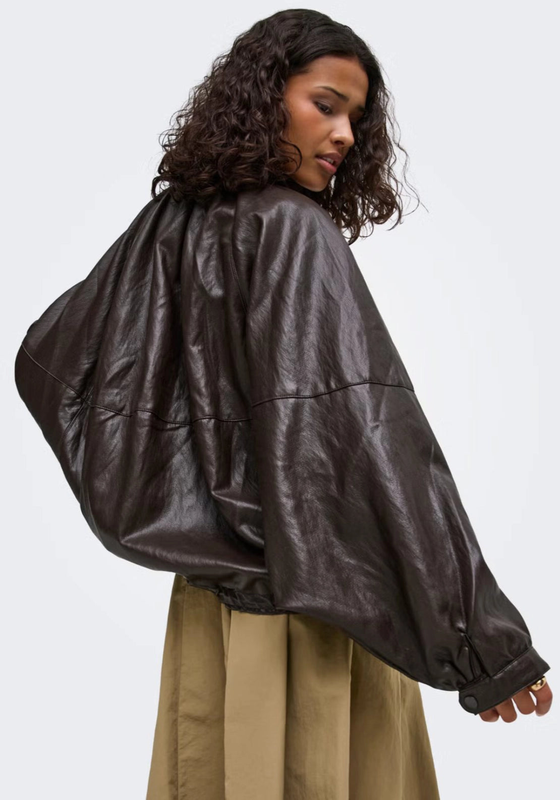Edith Faux Leather Jacket - Brown