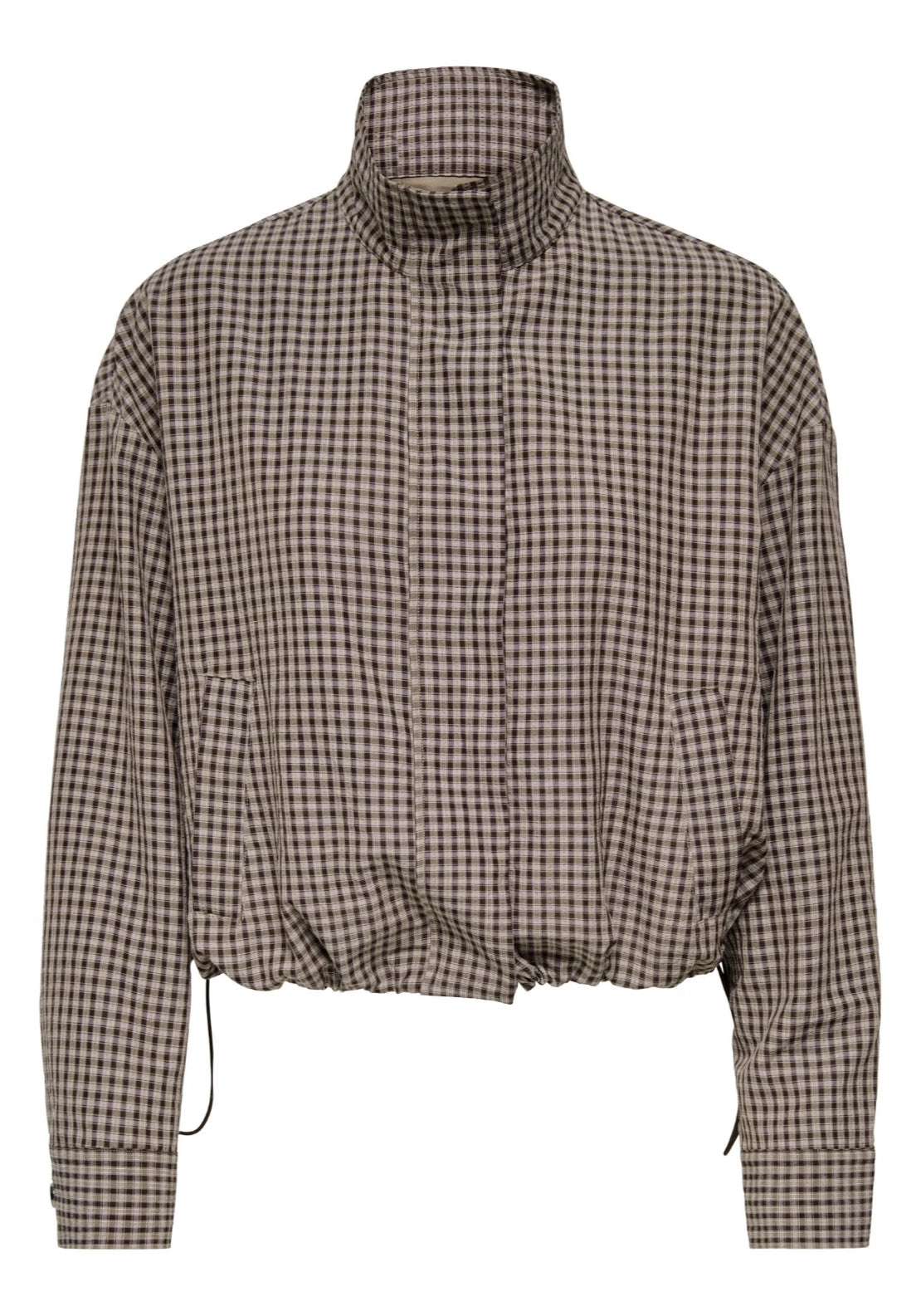 Umi Long Sleeve Check Jacket - Portabella Dark Brown