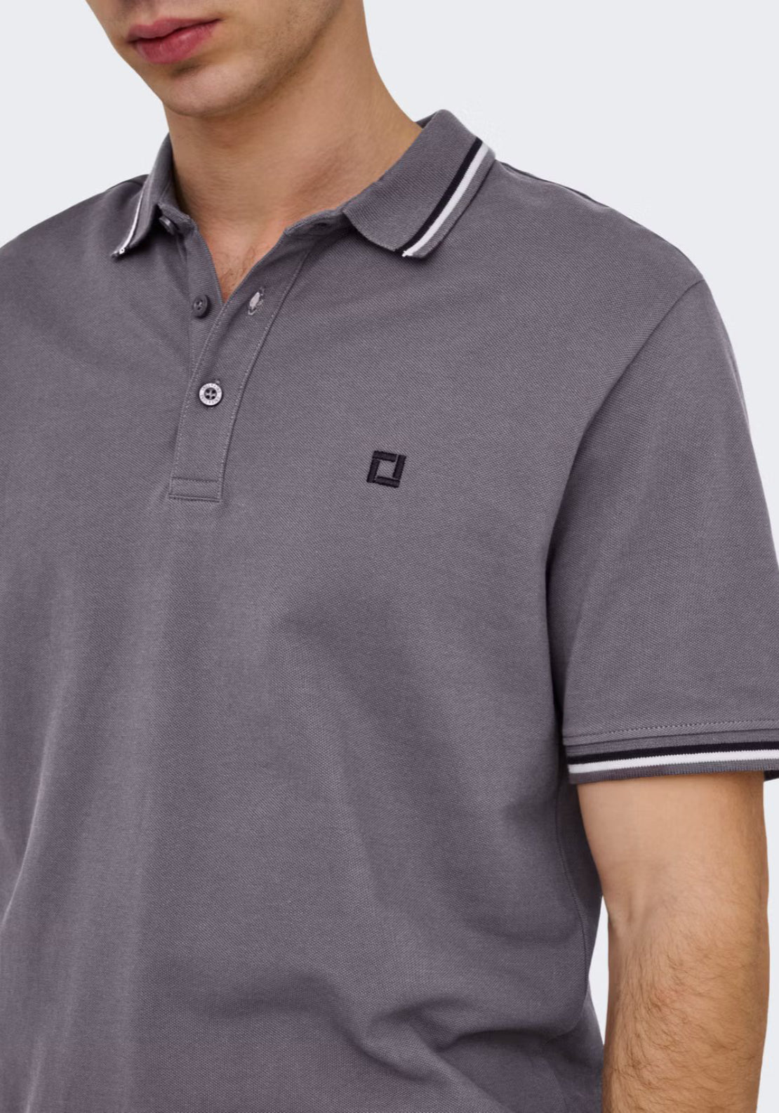 Only & Sons Fletcher Cotton Polo - Rabbit 4 Shaws Department Stores