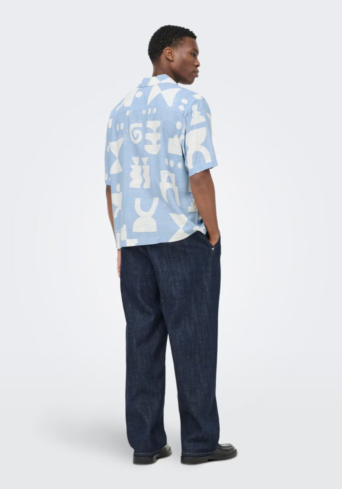 Only & Sons Harvi Resort Shirt - Blue Fog 2 Shaws Department Stores
