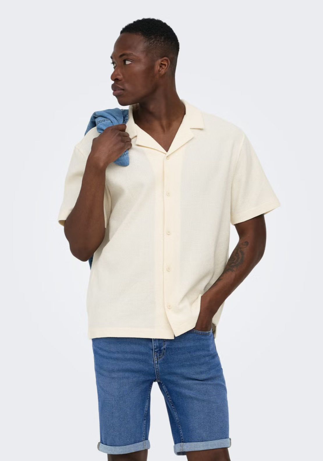 Only & Sons Kosta Shirt - Antique White 1 Shaws Department Stores