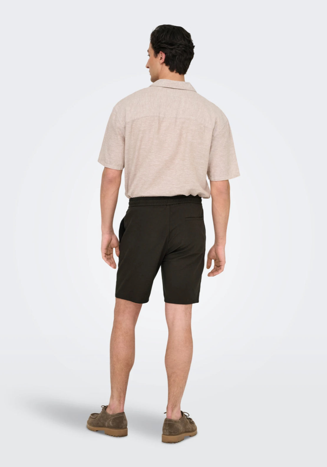 Only & Sons Linus Regular Fit Linen Shorts - Demitasse 2 Shaws Department Stores
