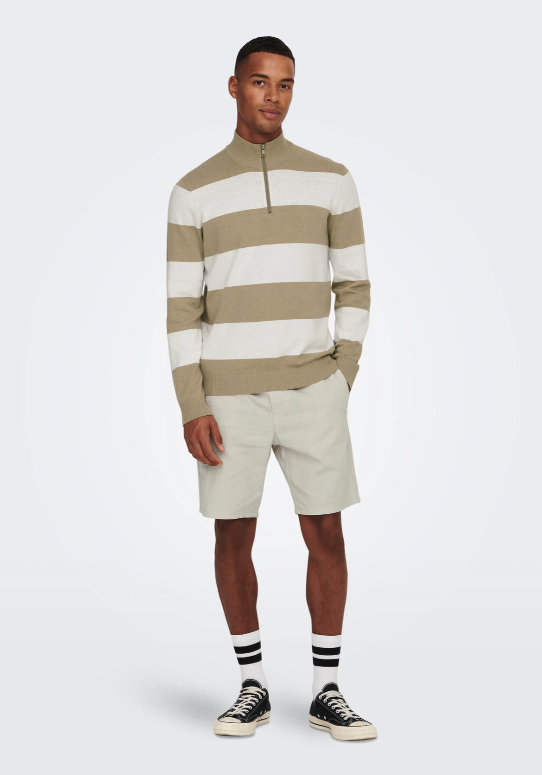 Only & Sons Linus Regular Fit Linen Shorts - Silver Lining 5 Shaws Department Stores
