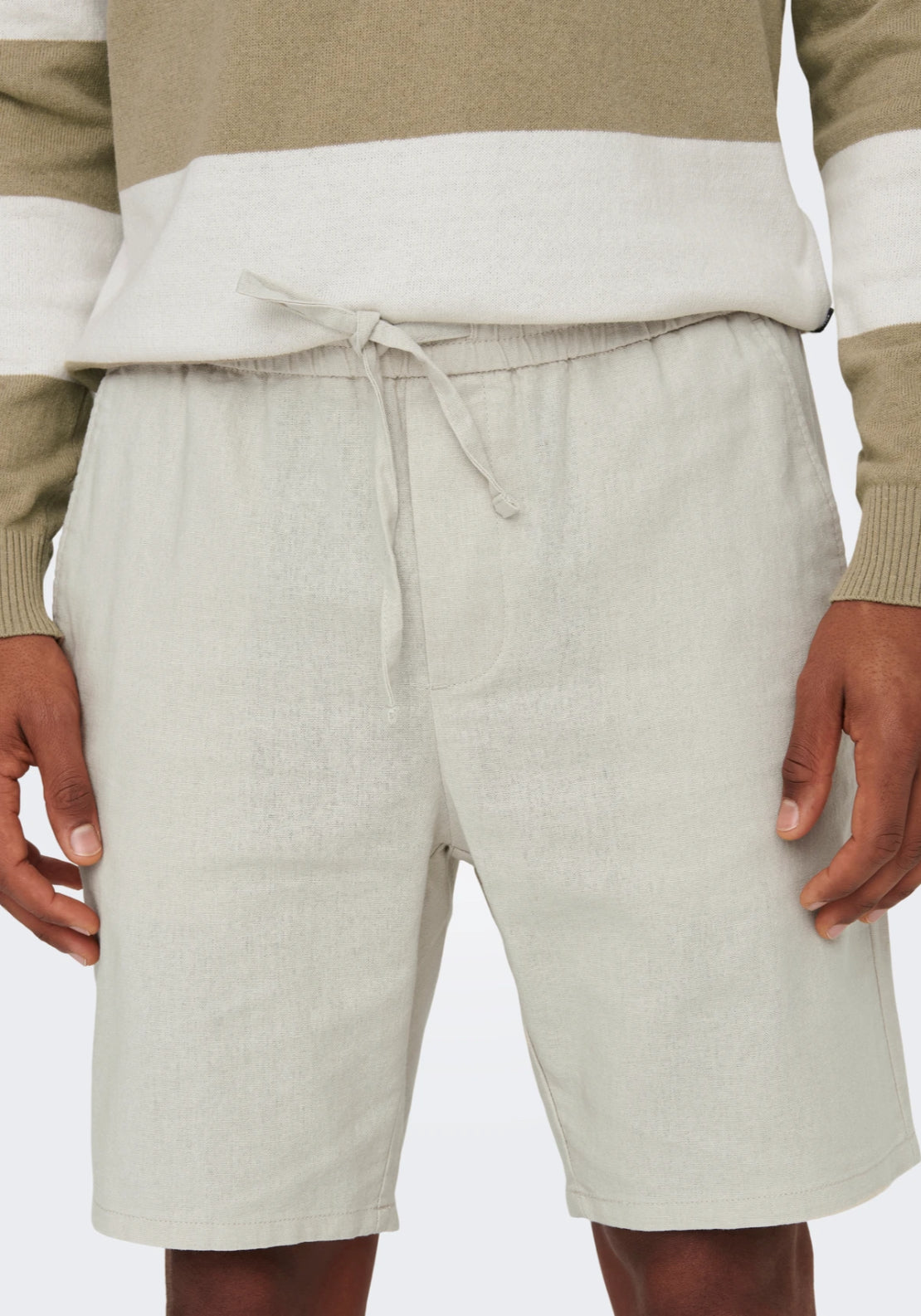 Only & Sons Linus Regular Fit Linen Shorts - Silver Lining 4 Shaws Department Stores