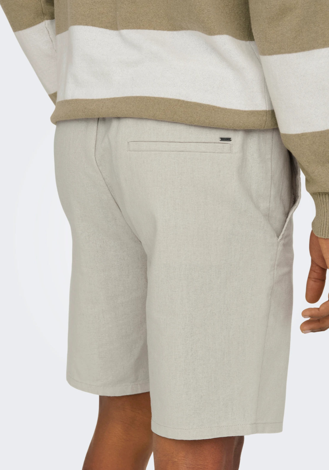 Only & Sons Linus Regular Fit Linen Shorts - Silver Lining 3 Shaws Department Stores