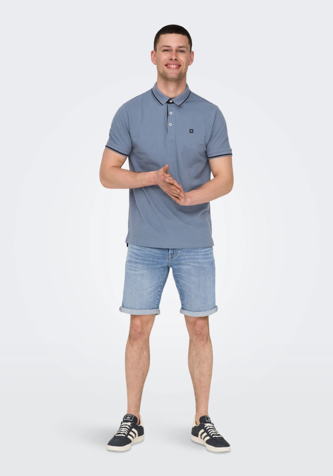 Only & Sons Mid Waist Regular Fit Shorts - Blue 4 Shaws Department Stores