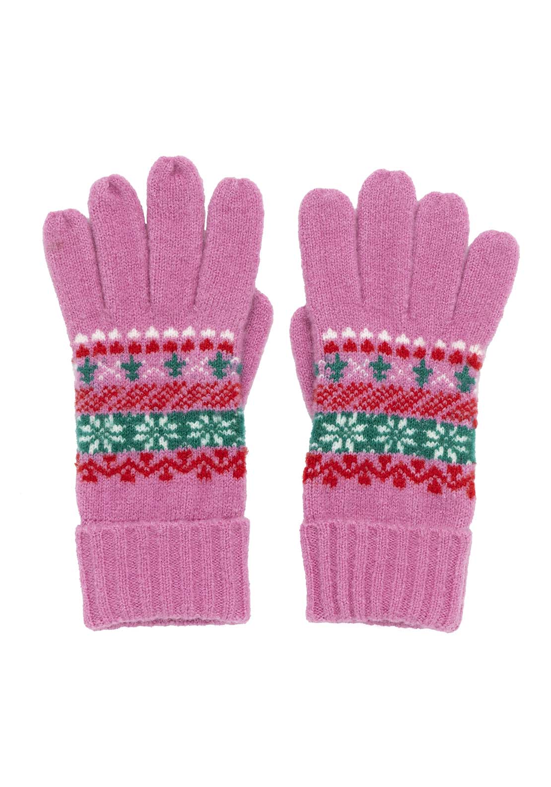 Boardmans Fairisle Gloves - Pink Multi 1 Shaws Department Stores