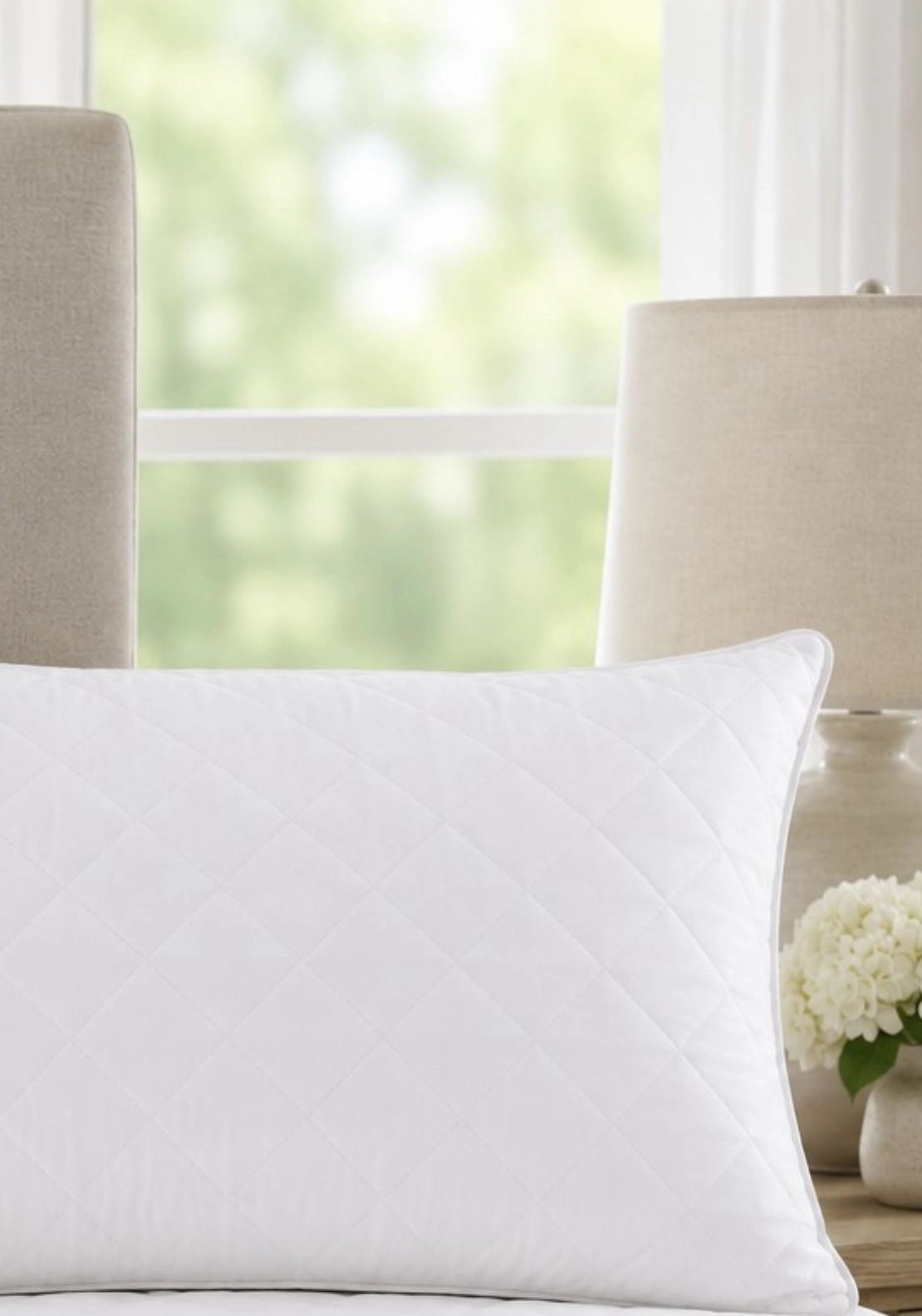 Quilted Duck Down Surround Pillow - White