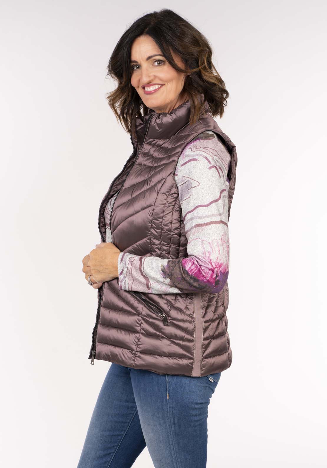 Tea Lane Padded Gilet - Plum 2 Shaws Department Stores
