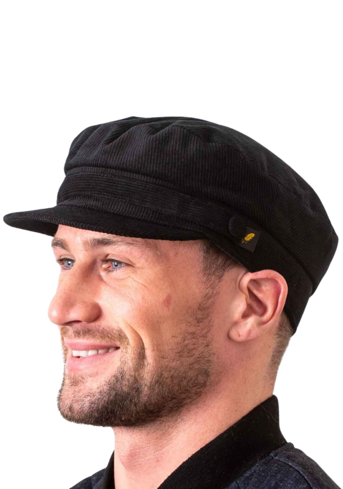 Hatman Of Ireland Skipper Cord Cap - Black 1 Shaws Department Stores